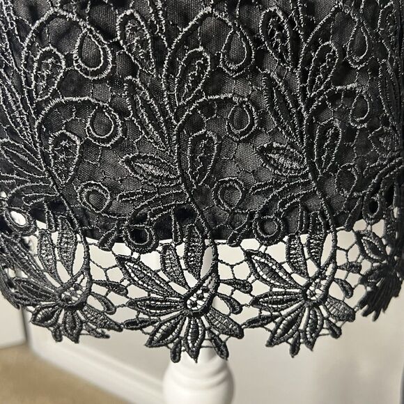 Rubber Ducky Size M Blouson Mini Dress Black Split Sleeve Lace Overlay Goth - Picture 7 of 8